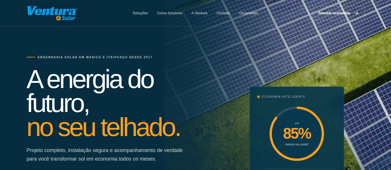 Tela do projeto Ventura Solar